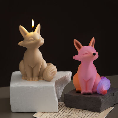 DIY Crystal Dropping Glue 3D Stereoscopic Cartoon Mirror Little Fox Fragrance Candle Gypsum Ornament Silicone Mold Wholesale