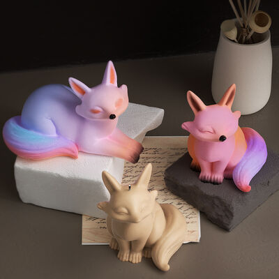 DIY Crystal Dropping Glue 3D Stereoscopic Cartoon Mirror Little Fox Fragrance Candle Gypsum Ornament Silicone Mold Wholesale