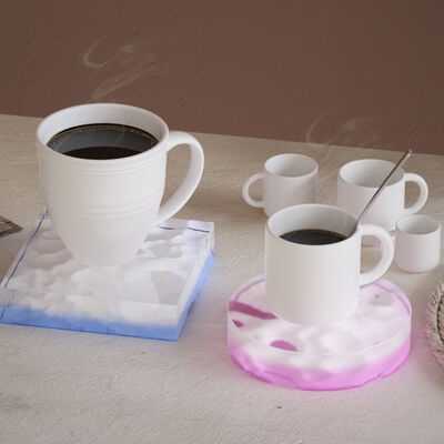 Crystal dropper resin DIY mirror square circular book holder table base coaster holder silicone mold