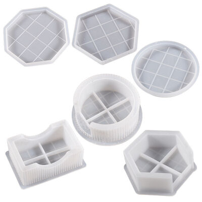 Crystal dropper resin DIY mirror square circular book holder table base coaster holder silicone mold
