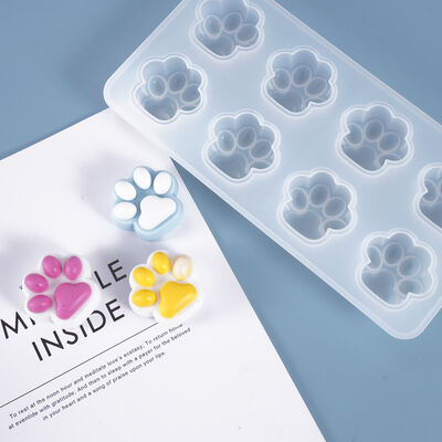 DIY crystal dropper mold, eight connected cat paw mold, cute mirror frosted silicone mold wholesale
