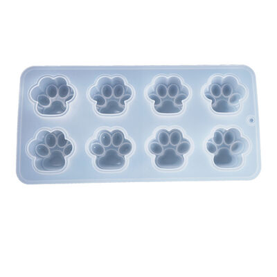 DIY crystal dropper mold, eight connected cat paw mold, cute mirror frosted silicone mold wholesale