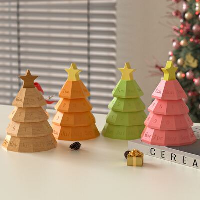 Perpetual Calendar Stacking Music Christmas Tree Storage Box Silicone Mold DIY Aromatherapy Gypsum Table Calendar Jewelry Mold