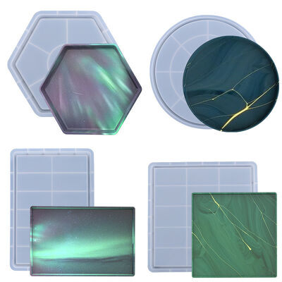 Moldes cuentagotas de cristal para bricolaje, bandejas múltiples, bandejas rectangulares para salas de estar, tazas, moldes para frutas