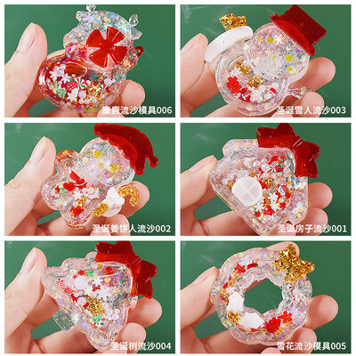 Dropping glue replacement Christmas quicksand mold set Christmas treehouse snowman house quicksand pendant silicone mold
