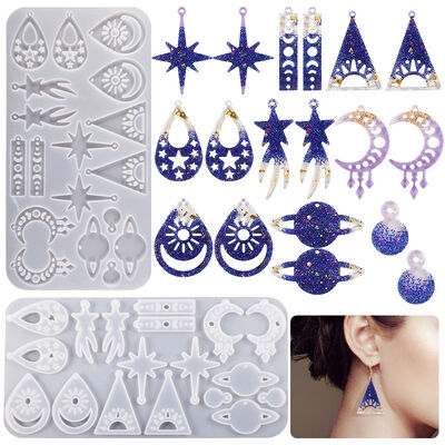 DIY Crystal Dropping Gel Moon Meteor Astronomy Starry Sky Earrings Pendant Pendant Pendant Keychain Silicone Mold