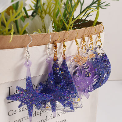 DIY Crystal Dropping Gel Moon Meteor Astronomy Starry Sky Earrings Pendant Pendant Pendant Keychain Silicone Mold