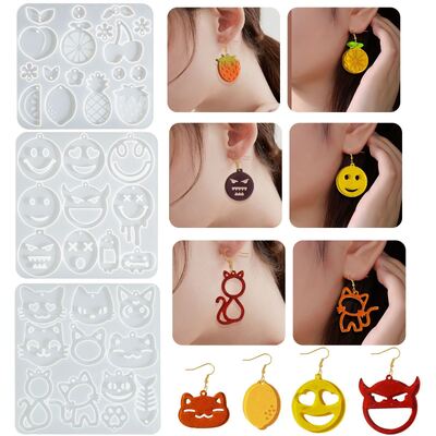 Dropping Gel Emojis, Smiles, Cats, Fruits, Earrings, Pendants, Keychains, Dropping Gel Silicone Molds