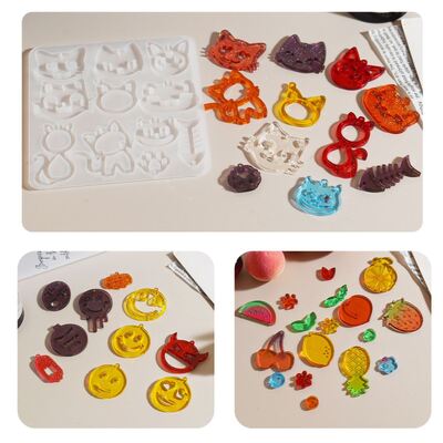 Dropping Gel Emojis, Smiles, Cats, Fruits, Earrings, Pendants, Keychains, Dropping Gel Silicone Molds