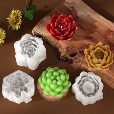 Simulated succulent aromatherapy candle ornament silicone mold DIY blessing lotus candle lamp gypsum mold