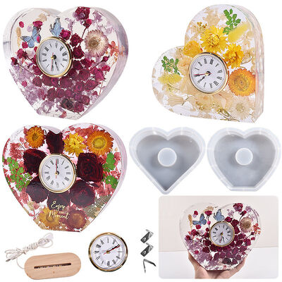 Diy Vertical Clock Pendulum Geometric Love Clock Ornament Valentine's Day Heart shaped Silicone Mold