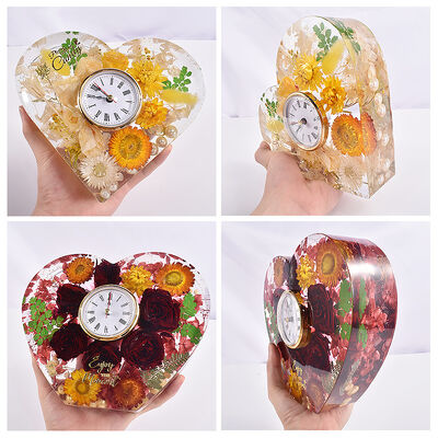 Diy Vertical Clock Pendulum Geometric Love Clock Ornament Valentine's Day Heart shaped Silicone Mold