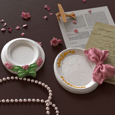 DIY circular bow relief pattern storage tray silicone mold aromatherapy gypsum tray decoration mold