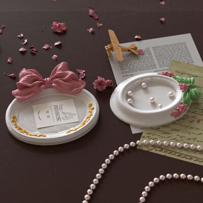 DIY circular bow relief pattern storage tray silicone mold aromatherapy gypsum tray decoration mold