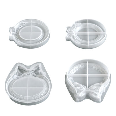 DIY circular bow relief pattern storage tray silicone mold aromatherapy gypsum tray decoration mold