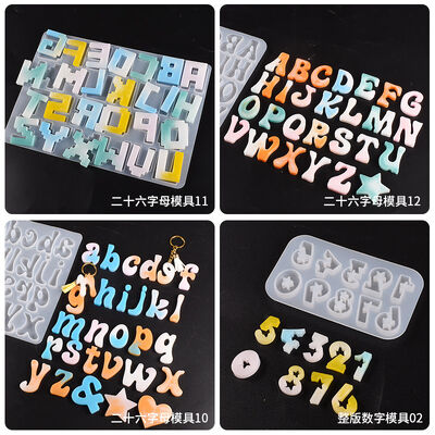 DIY Crystal Dropping Gel Mirror Size English Letter Earrings Pendant Number Pendant Silicone Mold