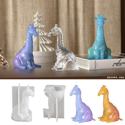 DIY epoxy resin crystal dropper mirror 3D three-dimensional giraffe ornament silicone mold wholesale