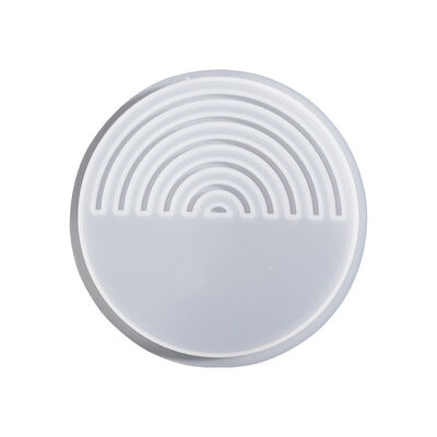 DIY crystal drip glue half moon striped coaster silicone mold circular resin gypsum table grinder wholesale