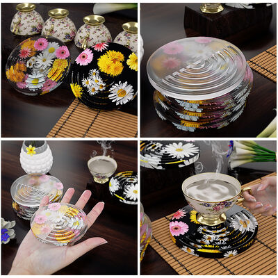 DIY crystal drip glue half moon striped coaster silicone mold circular resin gypsum table grinder wholesale