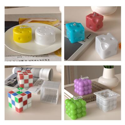 DIY Square Cube Onion Head Geometric Stereoscopic Aromatherapy Gypsum Candle Decoration Silicone Mold Wholesale