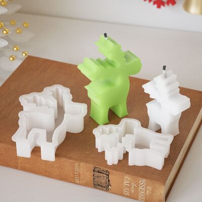 Christmas Deer Candle Pendant Silicone Mold Large, Medium, Small Christmas Deer Aromatherapy Gypsum Candle Pendant Dropping Mold