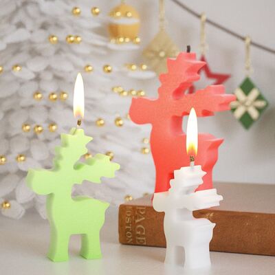 Christmas Deer Candle Pendant Silicone Mold Large, Medium, Small Christmas Deer Aromatherapy Gypsum Candle Pendant Dropping Mold