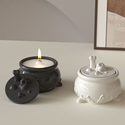 DIY Halloween Skull Storage Can Silicone Mold Aromatherapy Gypsum Bone Soup Can Pudding Decoration Mold