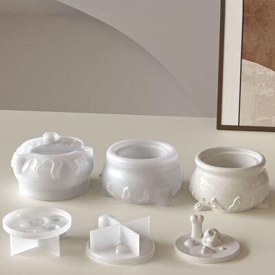DIY Halloween Skull Storage Can Silicone Mold Aromatherapy Gypsum Bone Soup Can Pudding Decoration Mold