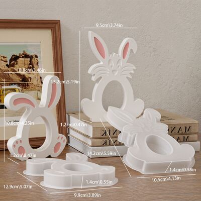Easter hollow folded ear rabbit Easter egg rabbit silicone mold DIY aromatherapy candle plaster mold