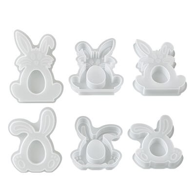 Easter hollow folded ear rabbit Easter egg rabbit silicone mold DIY aromatherapy candle plaster mold