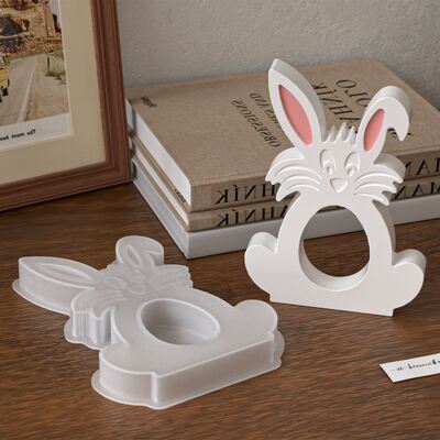 Easter hollow folded ear rabbit Easter egg rabbit silicone mold DIY aromatherapy candle plaster mold