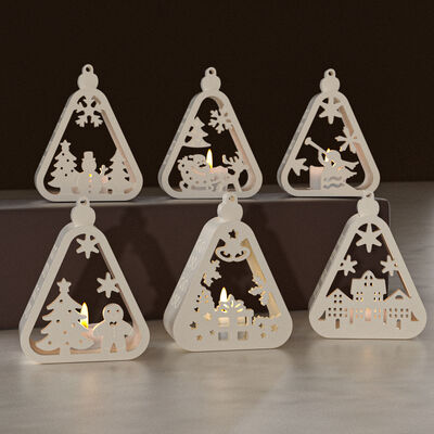 Triangle Santa Claus Snowman Christmas Tree Elk House Gift Hollow Candlestick Base Silicone Mold