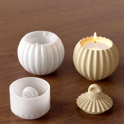Cross border popular striped bell storage can silicone mold DIY aromatherapy gypsum candle cup decoration mold