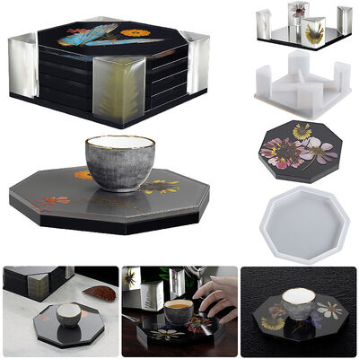 DIY dropper resin gypsum mirror square storage box, octagonal coaster combination, silicone mold wholesale