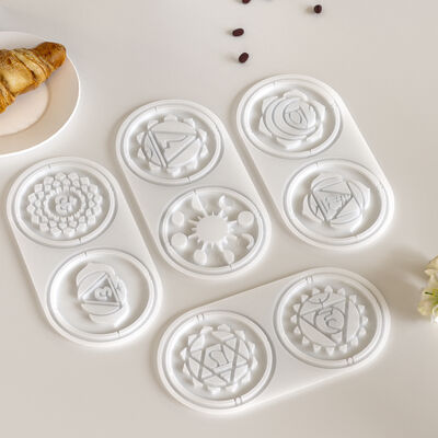 2-in-a-row circular hollow patterned cup coaster, table, drip glue mold, DIY aromatherapy gypsum mat, silicone mold