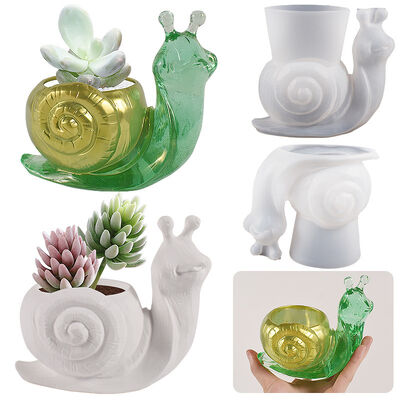 Crystal dropper snail table storage box DIY resin gypsum 3D three-dimensional flower potted silicone mold