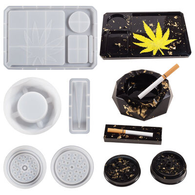 DIY dropper resin gypsum ashtray grinder herb holder storage tray set silicone mold