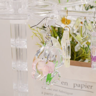 DIY crystal drop adhesive pendant earrings, silicone mold, irregular shaped flowers, leaves, arch shaped jewelry, hanging pendant, grinding