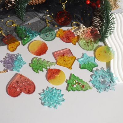 DIY crystal drop glue bell snowflake Christmas tree Christmas pendant hanging keychain silicone mold