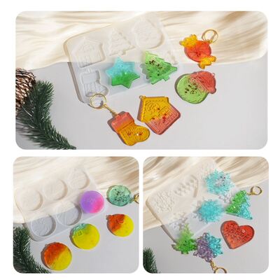 DIY crystal drop glue bell snowflake Christmas tree Christmas pendant hanging keychain silicone mold