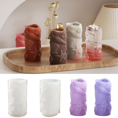 Crystal dropper DIY marine animal cylindrical table aromatherapy gypsum candle holder silicone mold