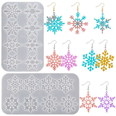 Resin dropper mold DIY eight link Christmas snowflake pendant earrings hanging keychain silicone mold
