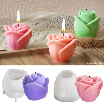 DIY crystal dropper 3D three-dimensional rose bud silicone mold aromatherapy gypsum candle ornament grinding tool