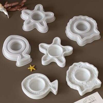DIY crystal dropper resin gypsum starfish shell small fish candle holder ocean series silicone mold