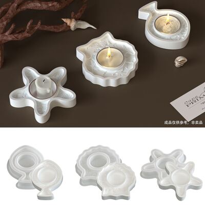 DIY crystal dropper resin gypsum starfish shell small fish candle holder ocean series silicone mold
