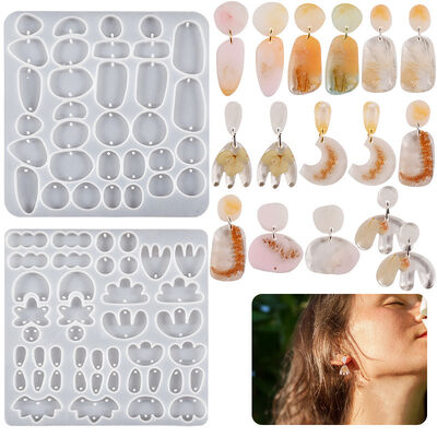 DIY Crystal Droplet shaped Elliptical Droplet Arched Ghost Mushroom Head Earrings Pendant Keychain Silicone Mold