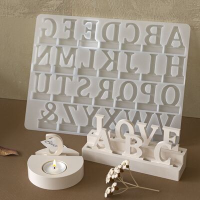 Aromatherapy gypsum 26 English letter plug-in silicone mold DIY letter splicing blessing message ornament mold