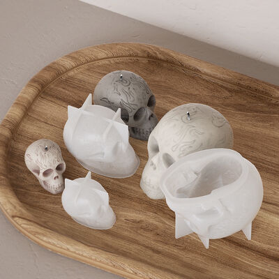 DIY Halloween dropper glue large, medium, small flame pattern skull gypsum candle ornament silicone mold