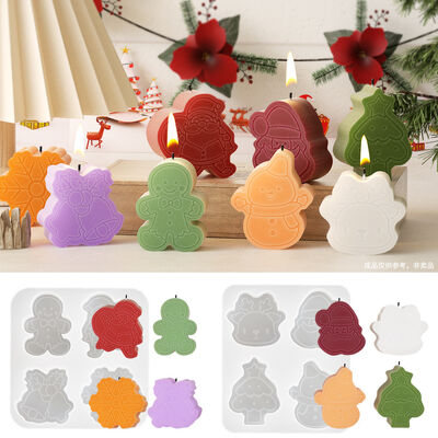 DIY Drip Glue Matte Elk Snowman Old Man Bell Christmas Tree Aromatherapy Gypsum Candle Pendant Silicone Mold