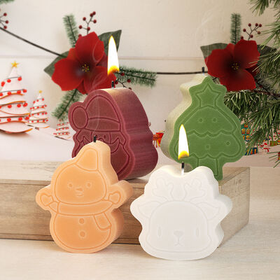 DIY Drip Glue Matte Elk Snowman Old Man Bell Christmas Tree Aromatherapy Gypsum Candle Pendant Silicone Mold